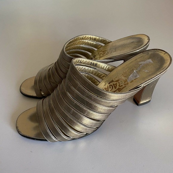 Salvatore Ferragamo Metallic Gold Heels - Picture 4 of 7